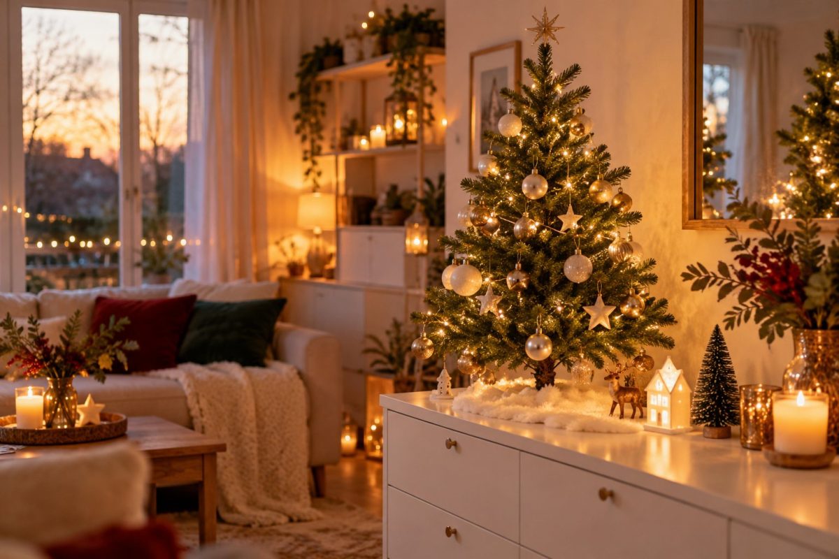 Le sapin posé sur un meuble