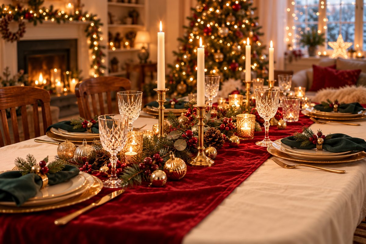 Le velours rouge pour une table de fête
