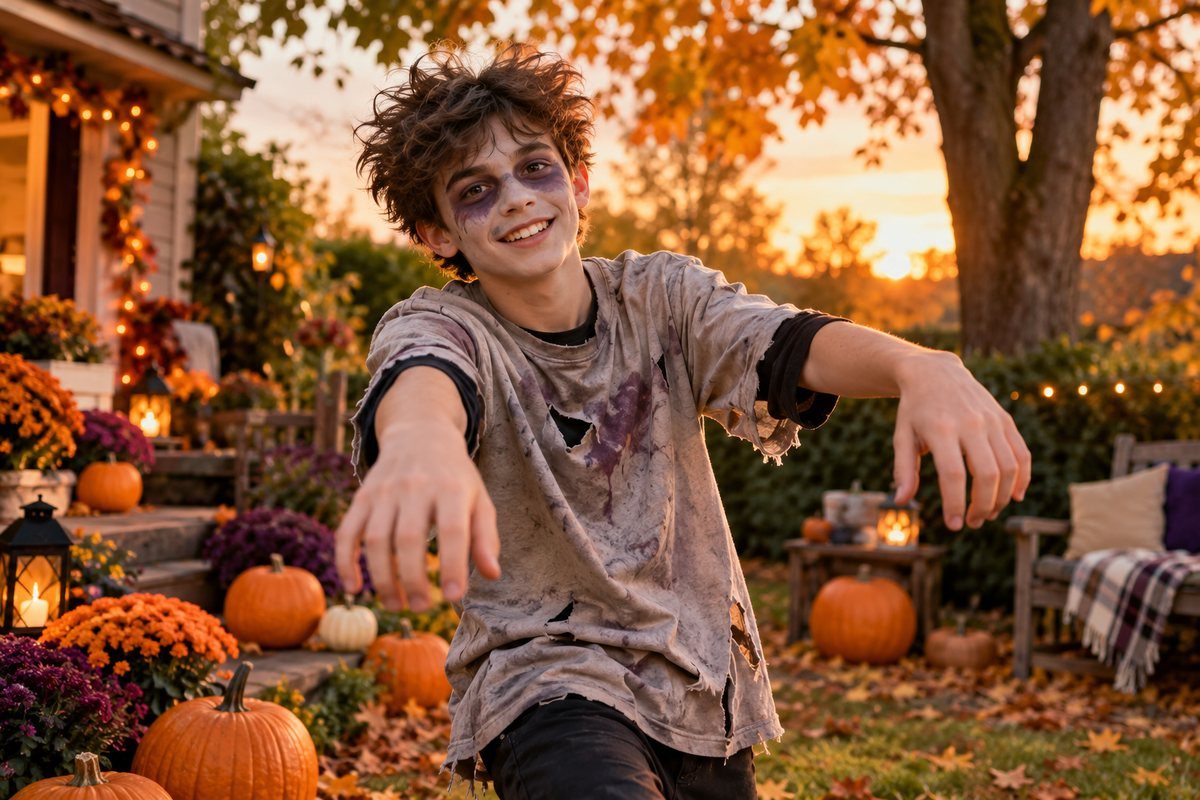 Le zombie en vêtements abîmés