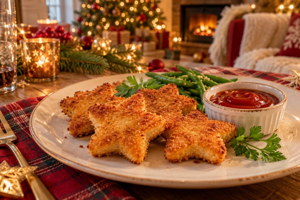 Morceaux de poulet panés découpés en forme d'étoiles