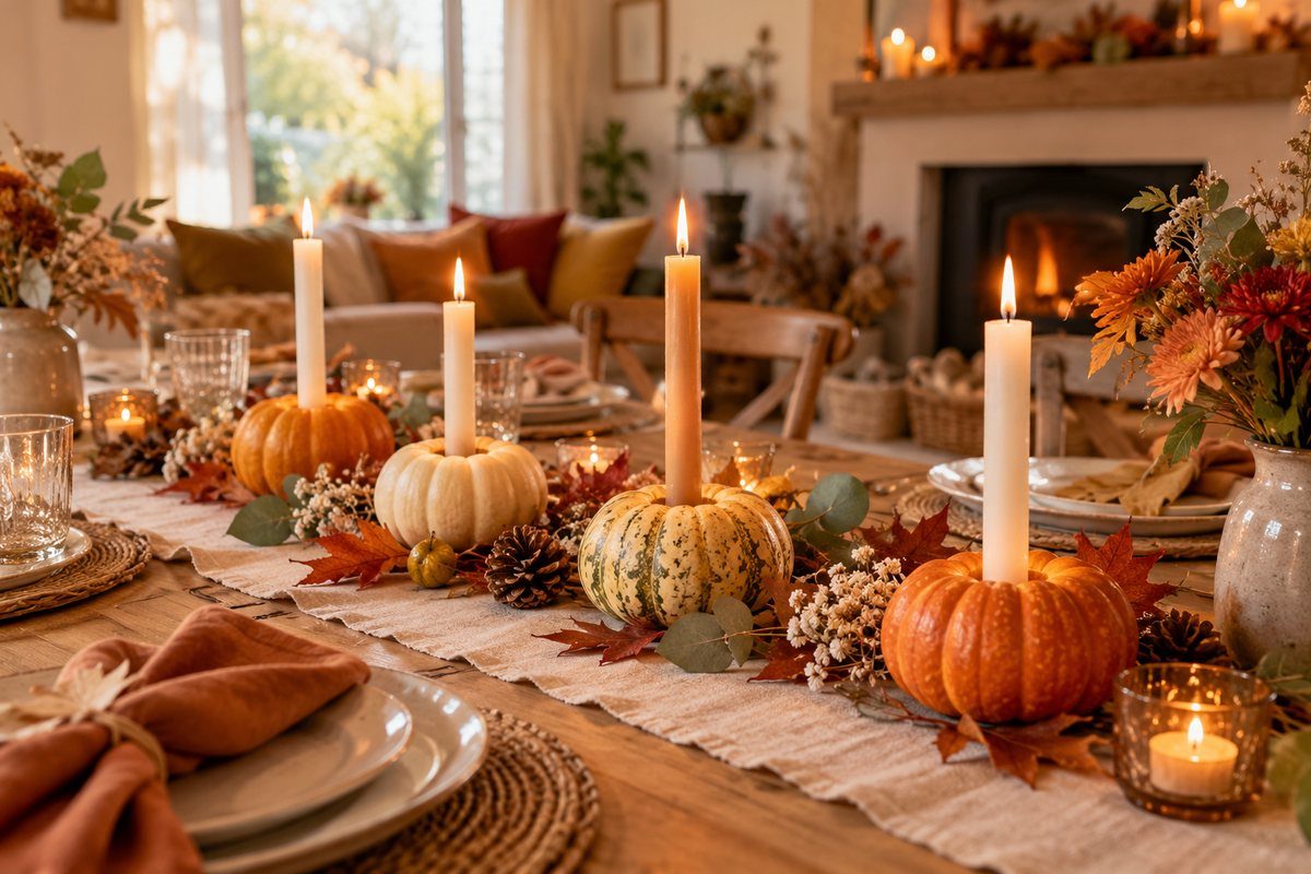Les bougies dans des courges