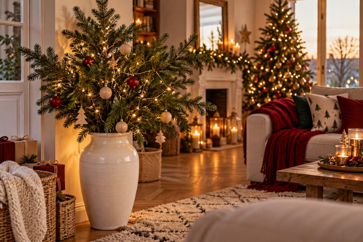 Les branches de sapin dans un vase