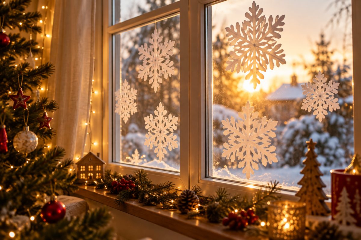 Les flocons en papier découpé