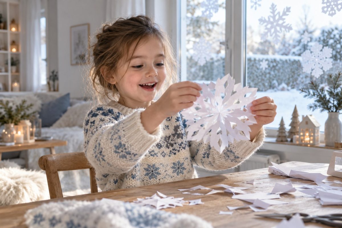 Les flocons en papier plié