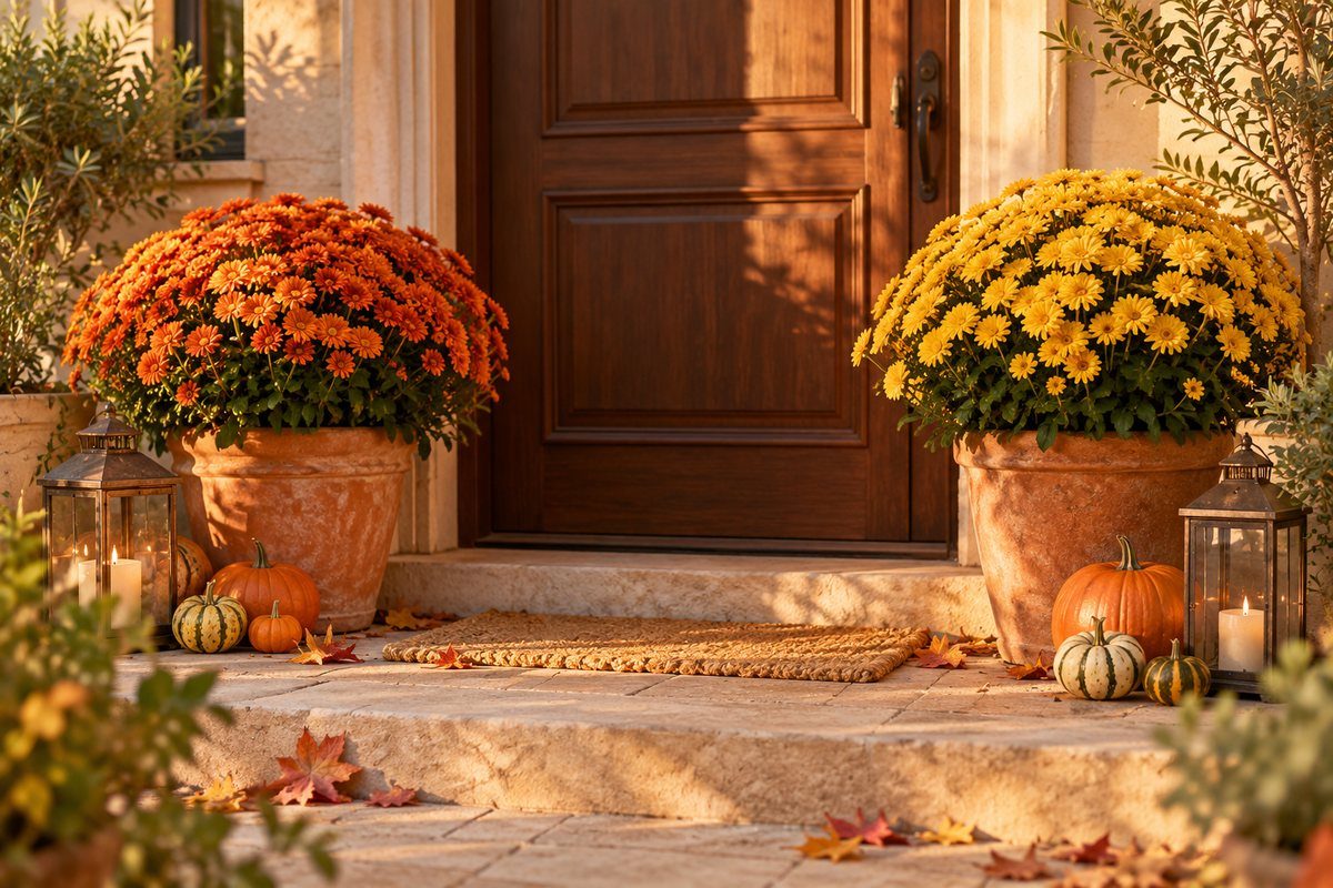 Les pots de chrysanthèmes