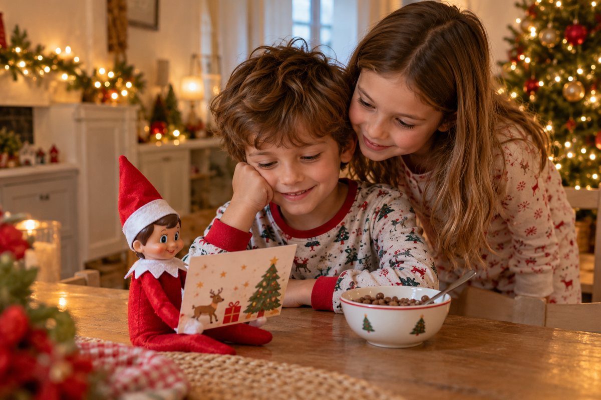 Enfant qui découvre le défi de gentillesse du lutin