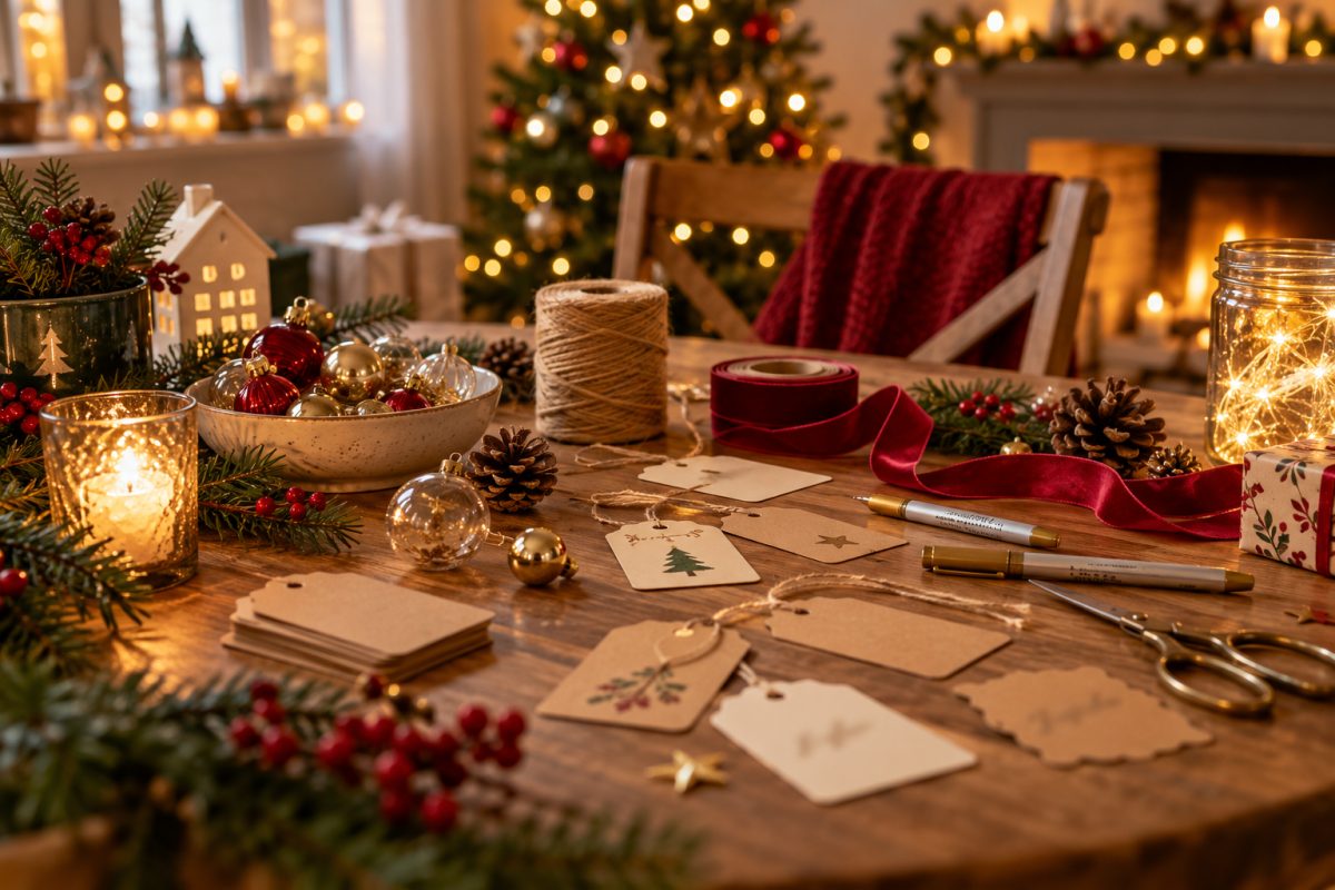 Matériel pour fabriquer des marque-places de Noël