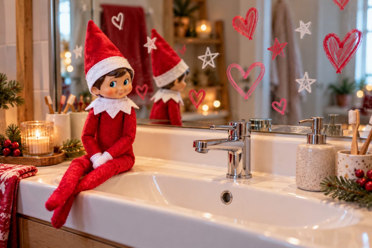 Mot du lutin farceur sur le miroir