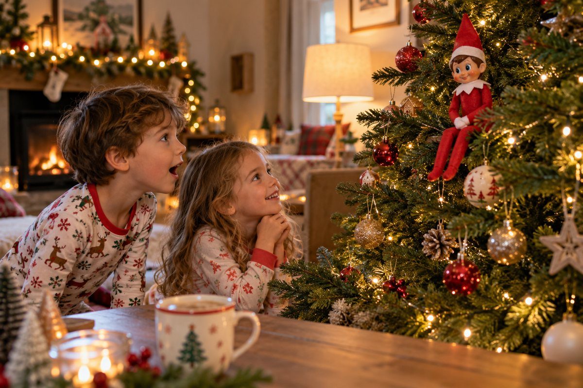 Enfants qui découvrent que le lutin n'a pas bougé