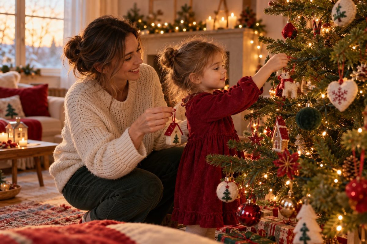 Placer les décorations fétiches avec les enfants