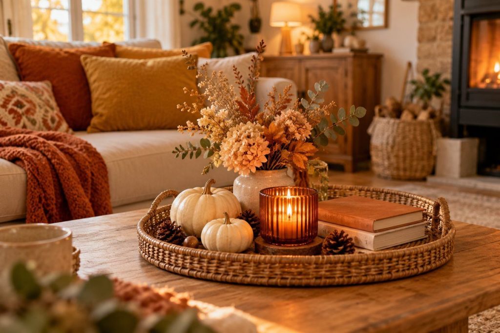 Plateau de table basse d&rsquo;automne : 12 idées déco simples et jolies