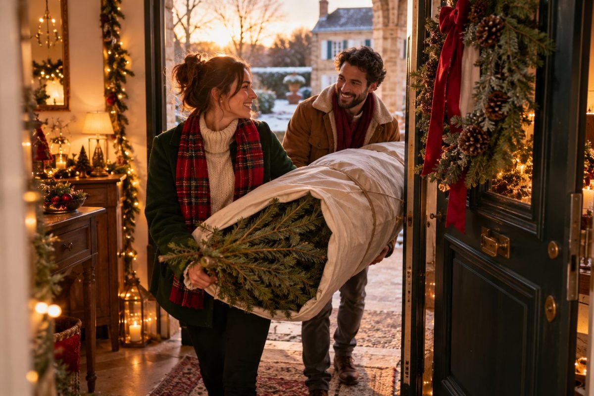 Salon propre après le départ du sapin de Noël