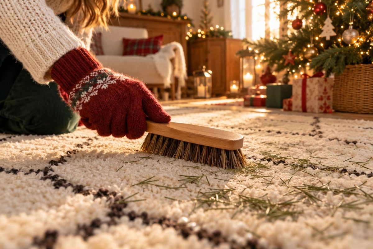 Retirer les aiguilles du tapis à la main