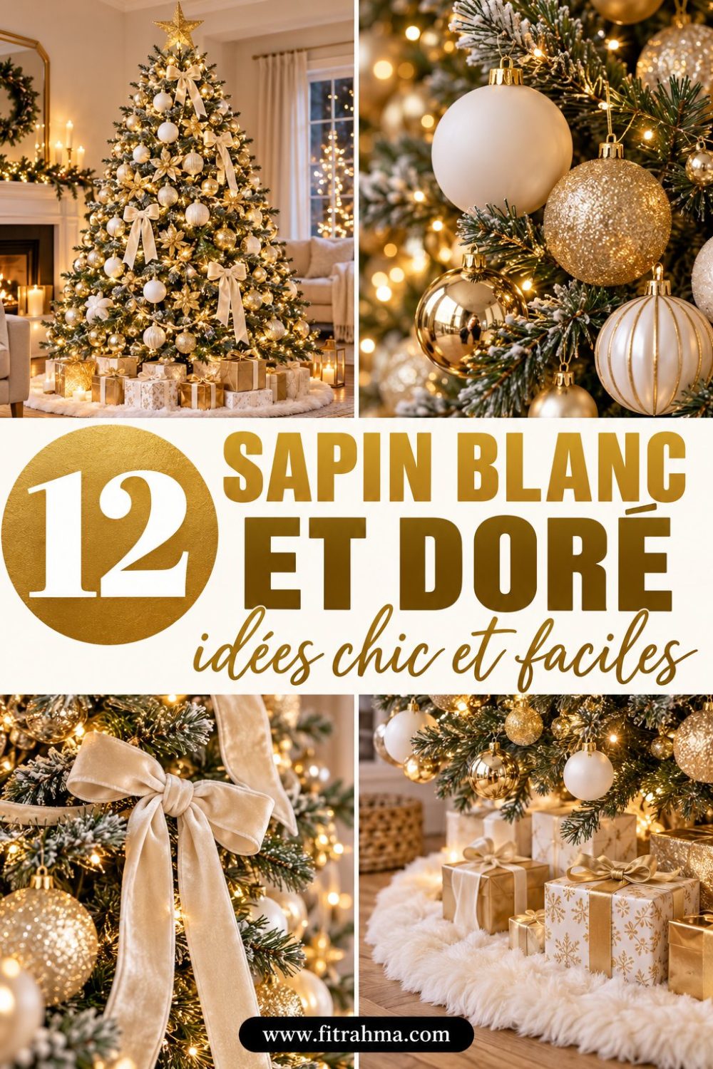 Sapin de Noël blanc et doré : 12 idées chic et faciles