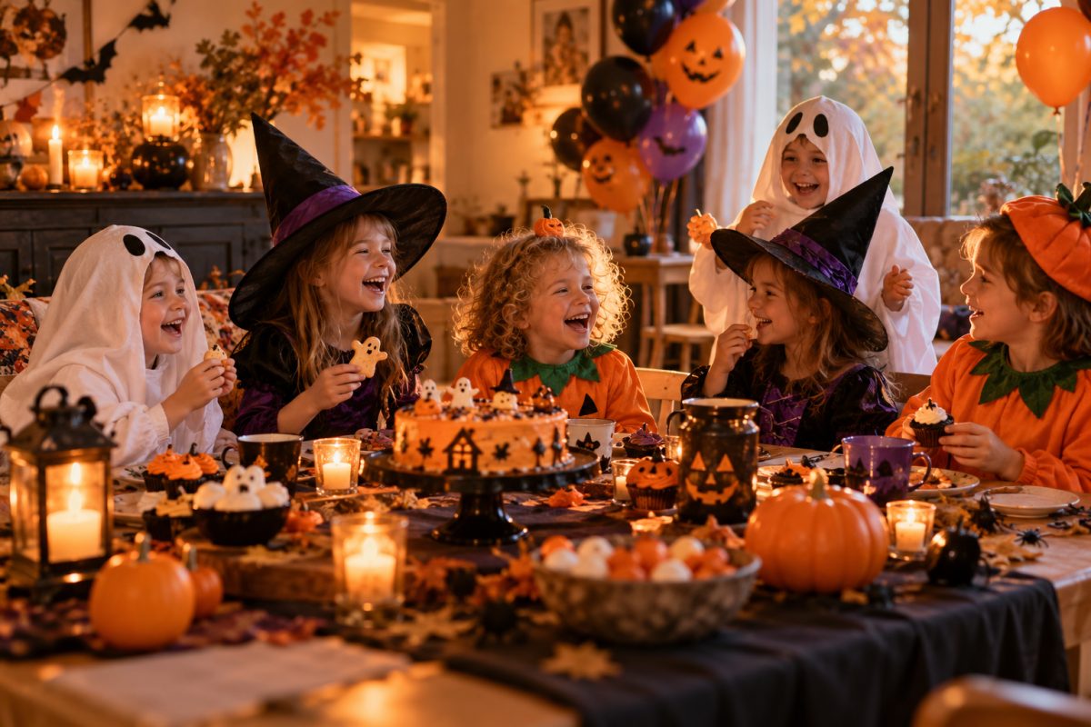 Enfants déguisés à une fête d'Halloween