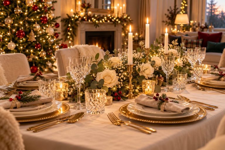 table noel blanc or