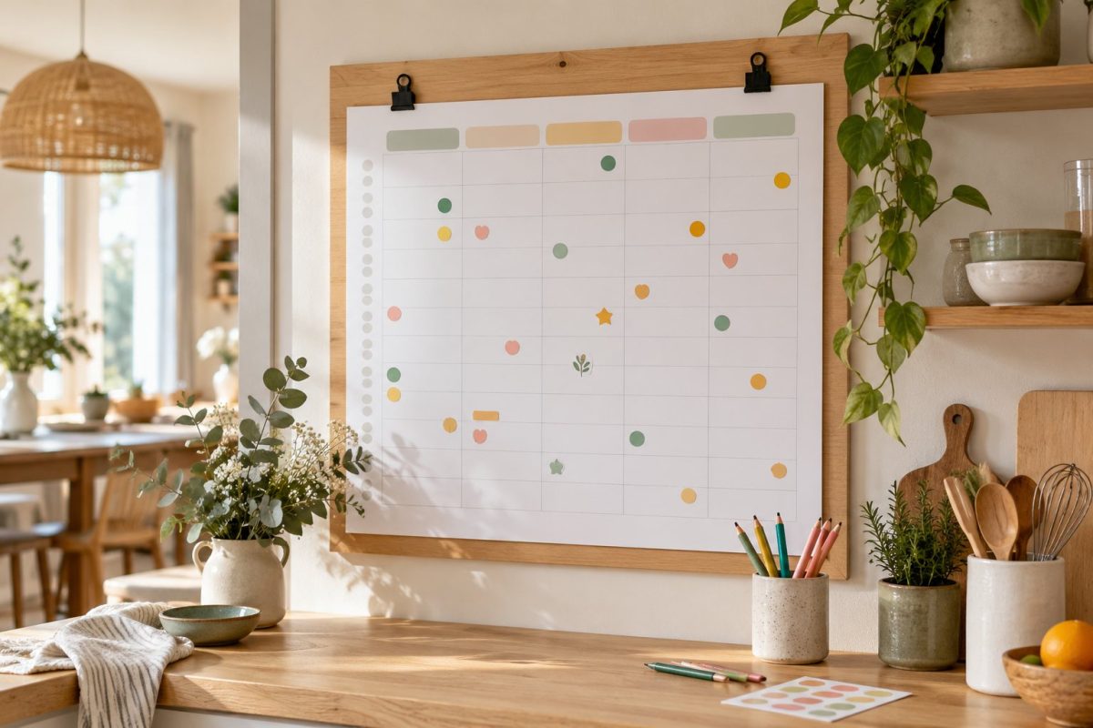 Un grand calendrier familial à accrocher