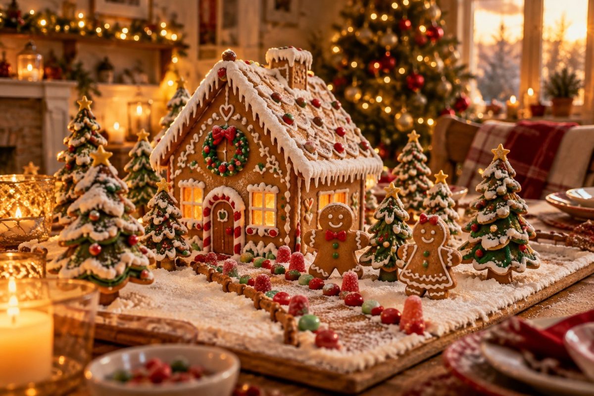 Un petit jardin de sapins et de bonshommes