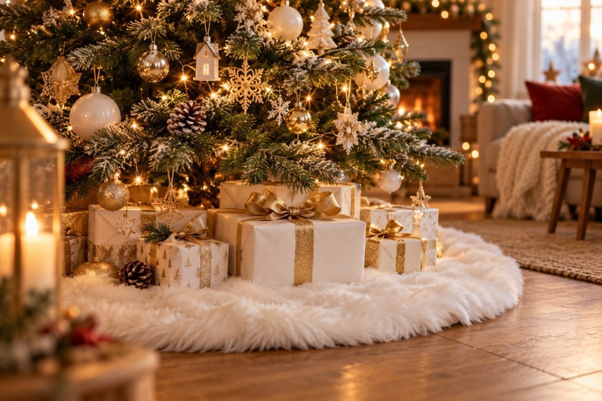 Un pied de sapin tout doux en blanc