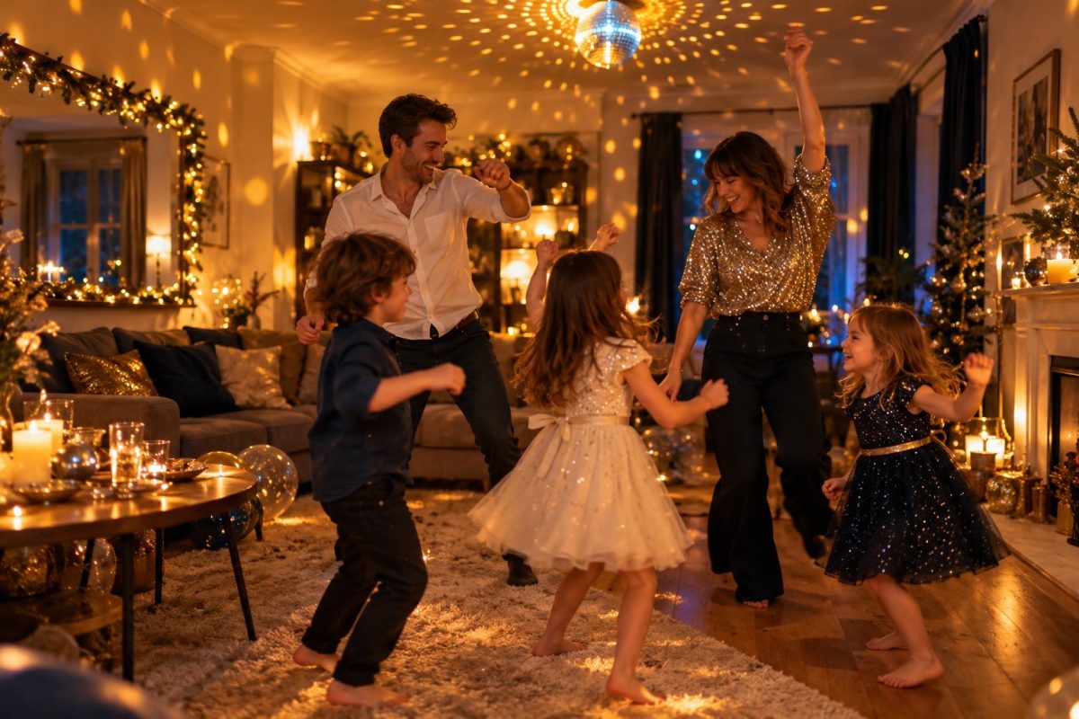 Une boum en famille dans le salon