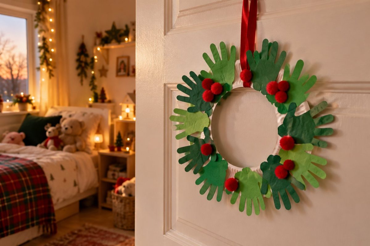 Une couronne fabriquée pour la porte de la chambre