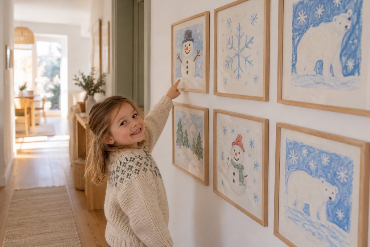 Une galerie des dessins d'hiver des enfants