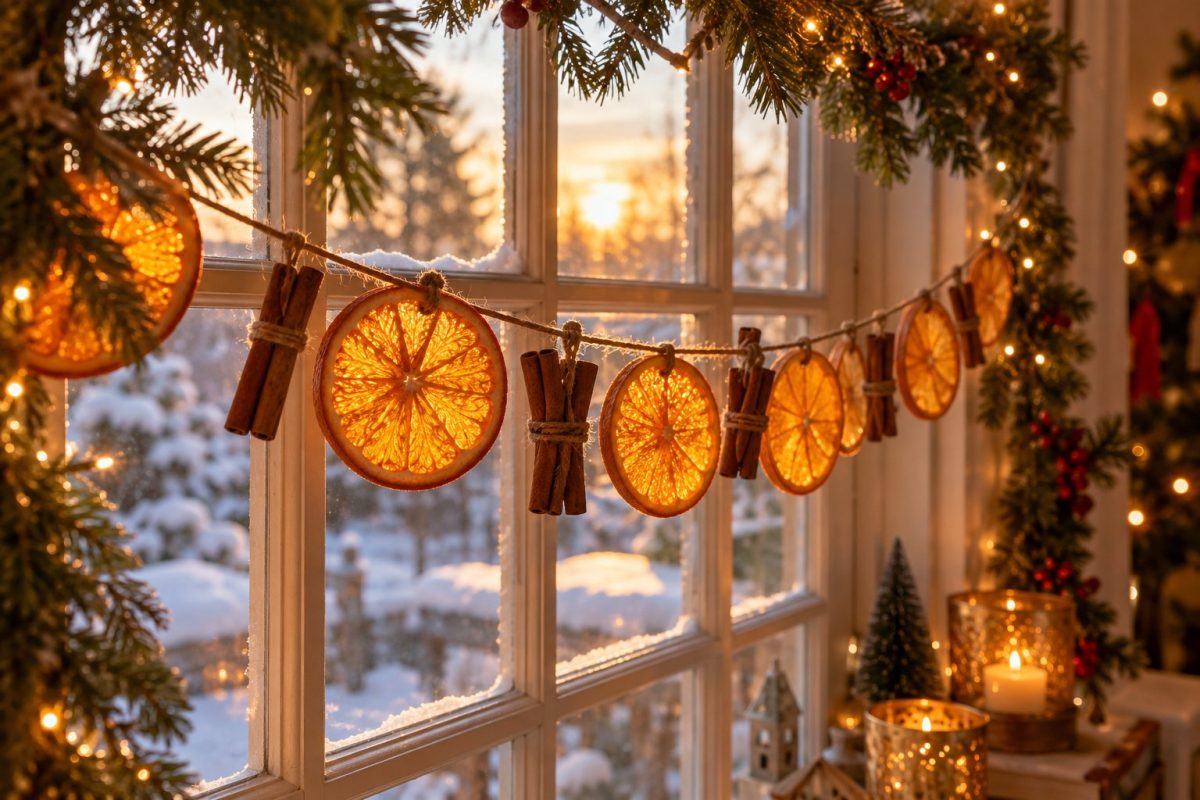 Une guirlande d'oranges séchées