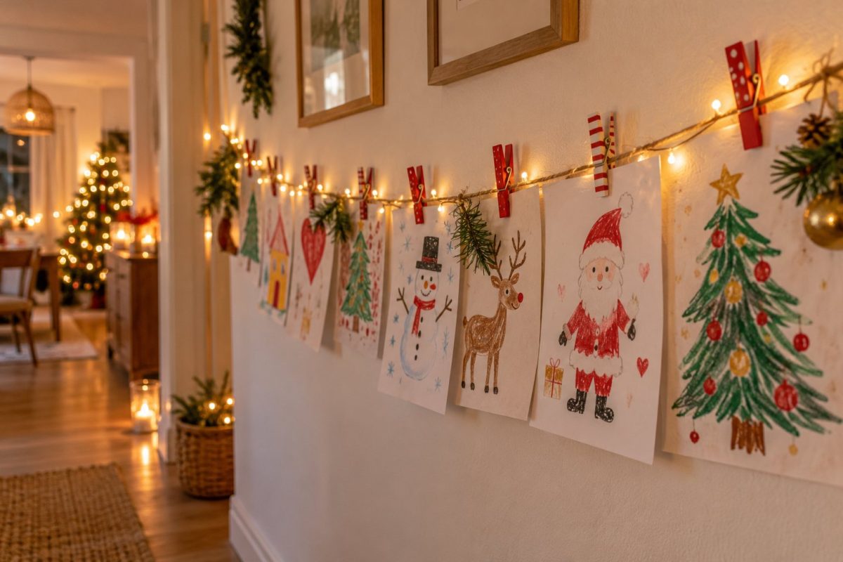Une guirlande de dessins d'enfants