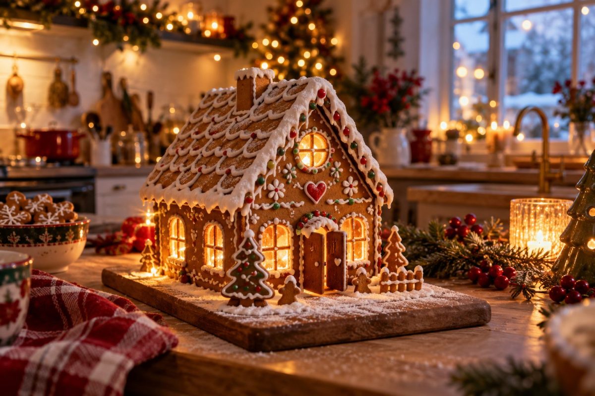 Une maison qui s'allume le soir