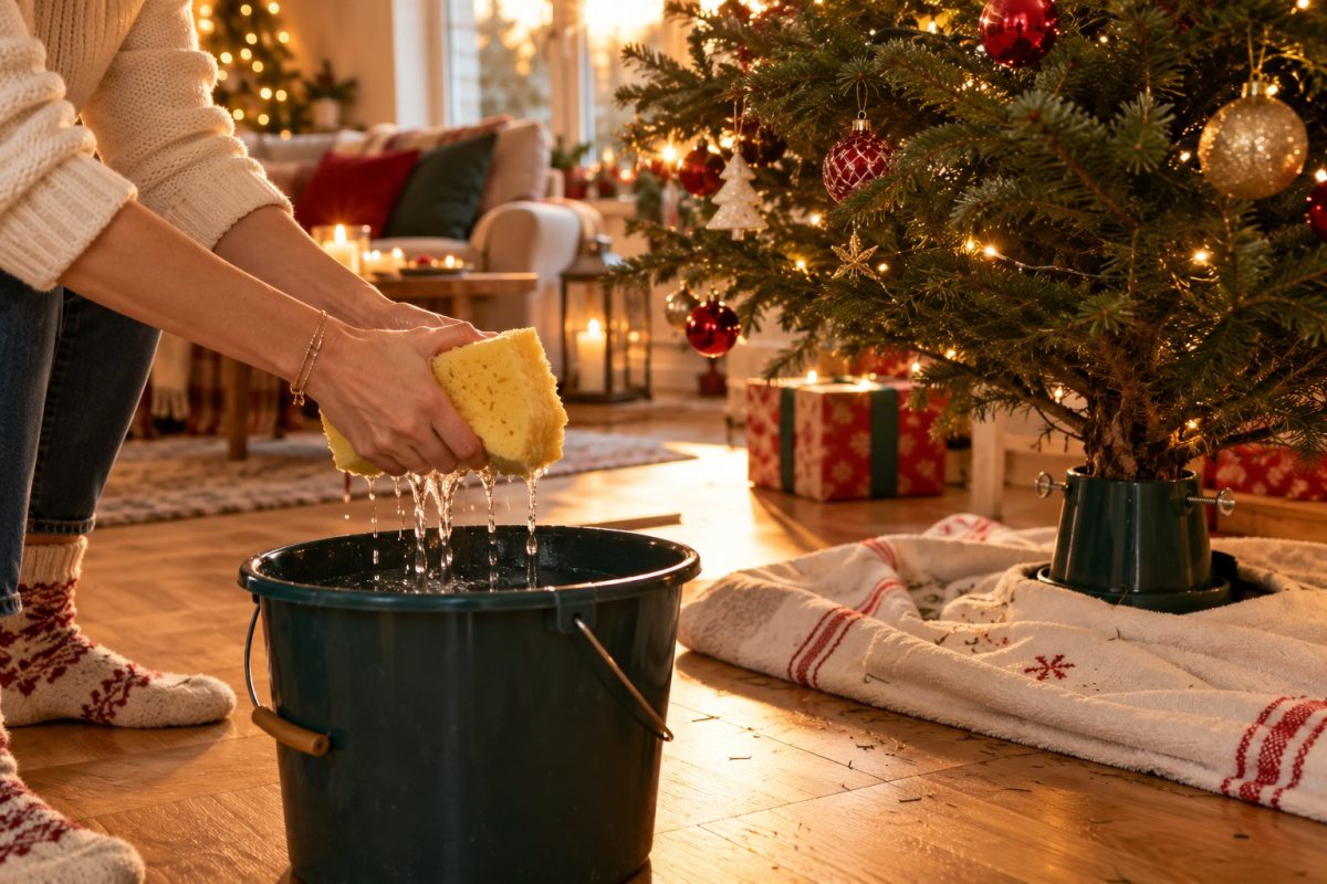 Vider le réservoir d'eau avant de bouger le sapin
