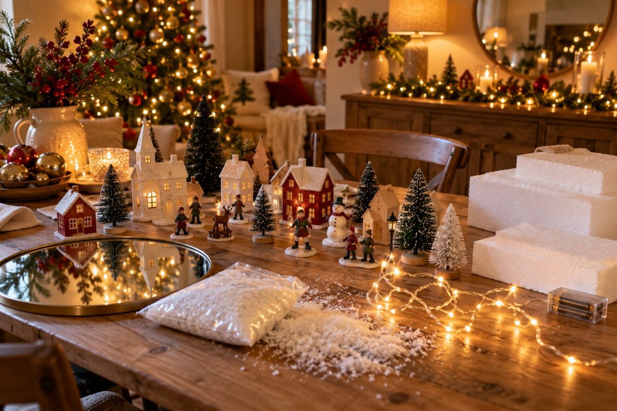 Matériel pour créer un village de Noël miniature